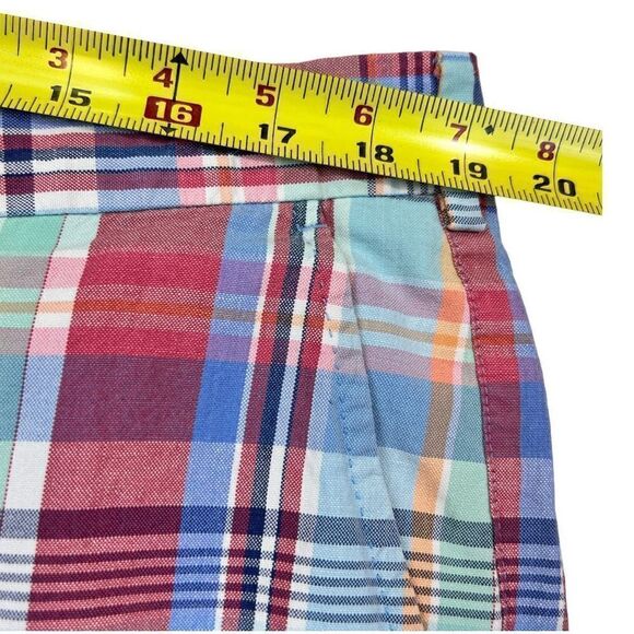 Peter Millar Madras Shorts Men's Size 38 Cape Red Golf Outdoors Plaid Linen - Picture 3 of 9